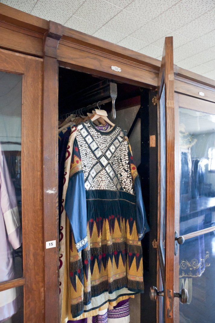 Costumes in storage below stage