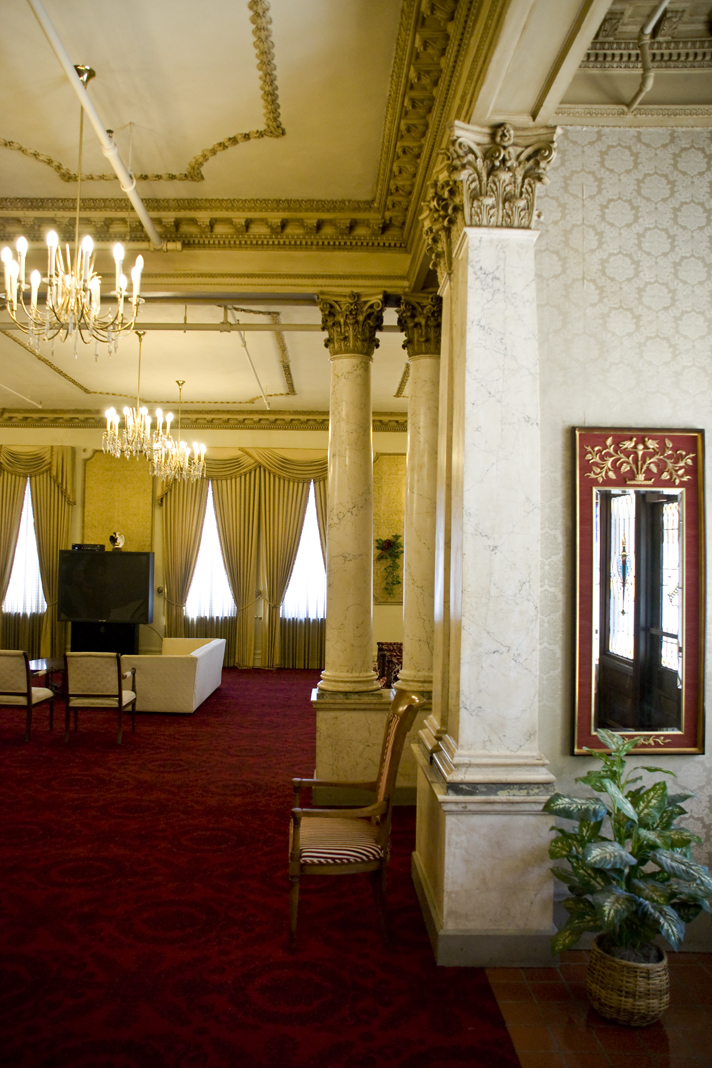 Faux marble columns inside south entrance