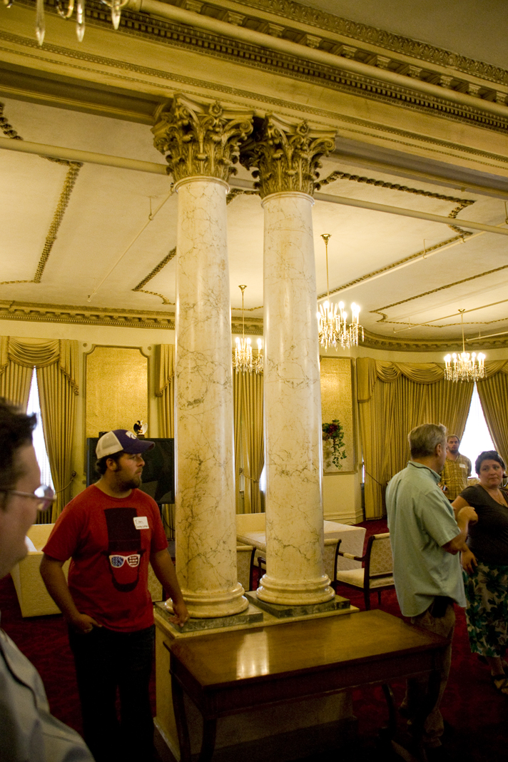 Faux marble painted columns